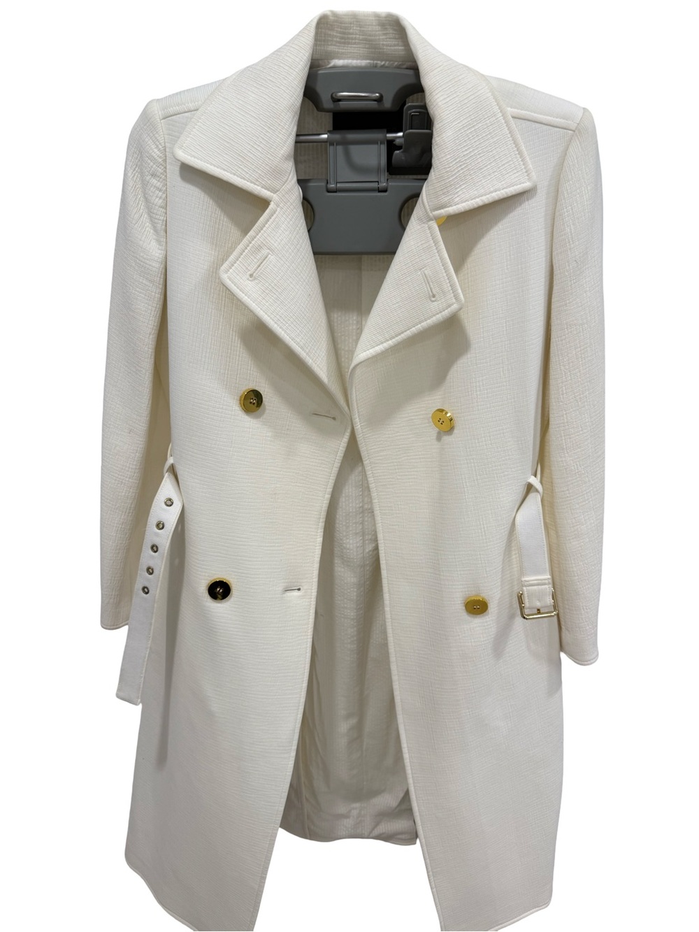 Club Monaco Women's Double-Breasted Cream Trench Coat with Belt Size S